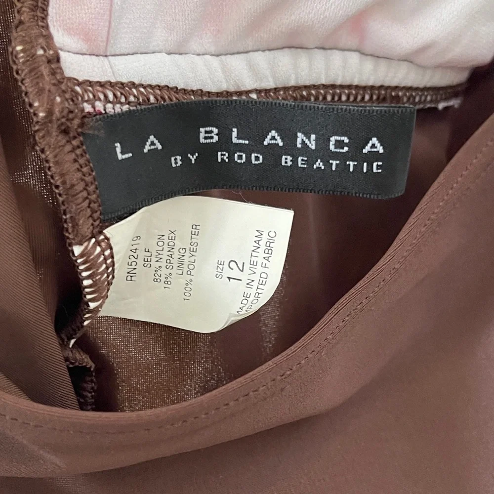 NWT La Blanca Bathing Suit Tank Top‎ Only  Brown and Pink 12